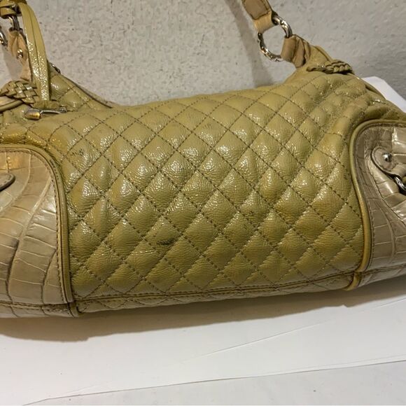 BRIGHTON  STOCKADE Quilted  Patent Leather Satchel HandBag shoulder bag - Picture 7 of 15